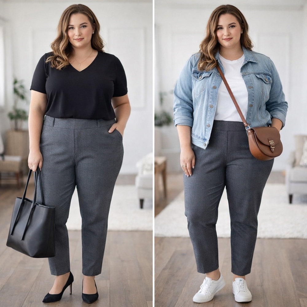 Dalia Charcoal Plaid Cropped Pants